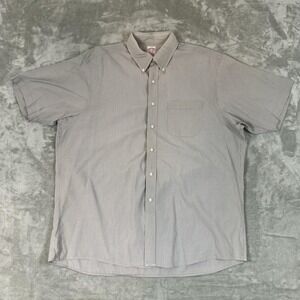 Brooks Brothers‎ Shirt Mens 17.5 34 Gray Check Button Front Short Sleeve Cotton